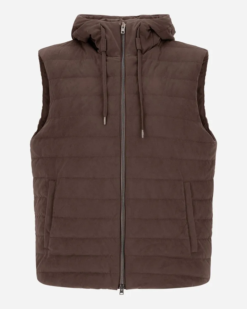 Herno Weste Aus Suede Effect Dunkelbraun