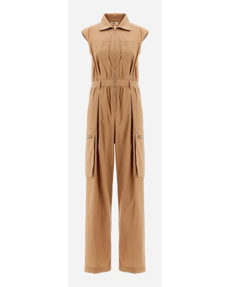 Herno Light Cotton Stretch Jumpsuit Sand