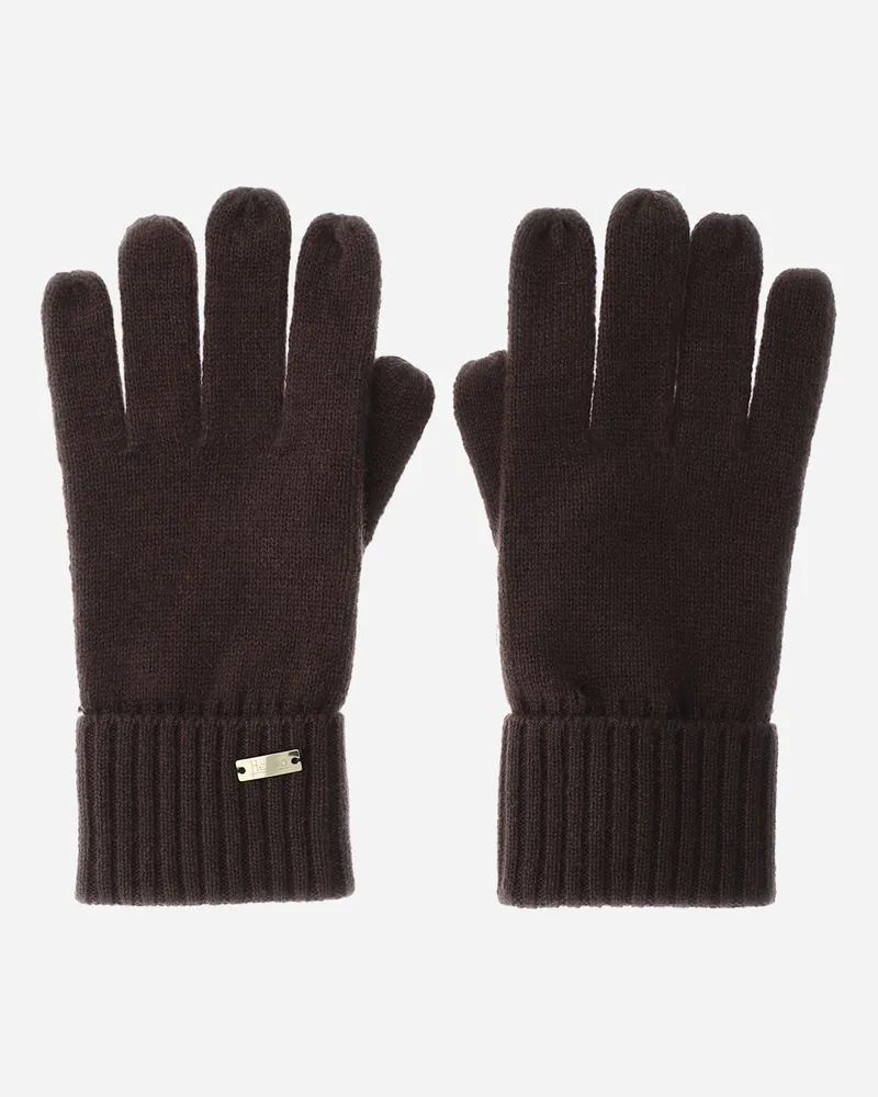 Herno Handschuhe Aus Kaschmir Im Glattstrick - Frau Handschuhe Dunkle Schokolade Dunkle