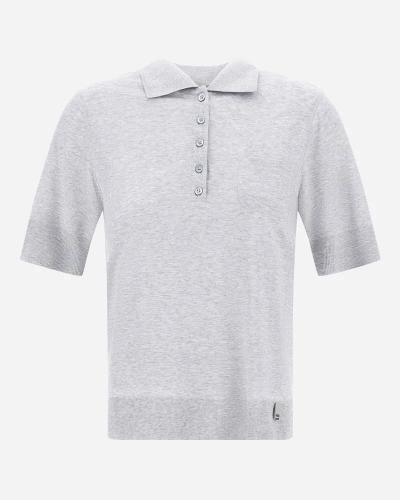 Herno Poloshirt Resort Aus Mélange-jersey In Strickoptik - Frau T-shirts Und Tops Hellgrau Hellgrau