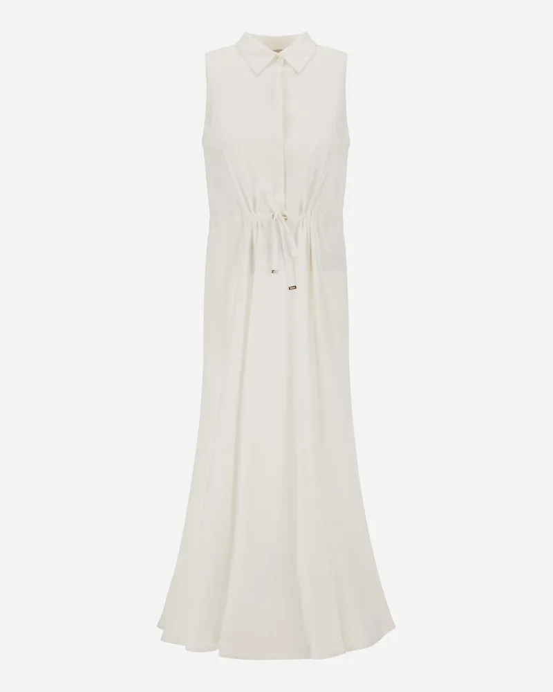 Herno Kleid Aus Linen Blend Weiß