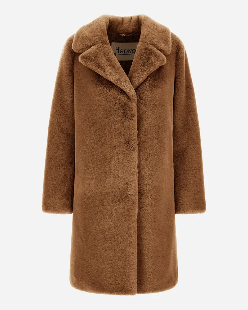 Herno Jacke Aus Alpaka Mit Fransen - Frau Mäntel & Trenchcoats Camel Camel