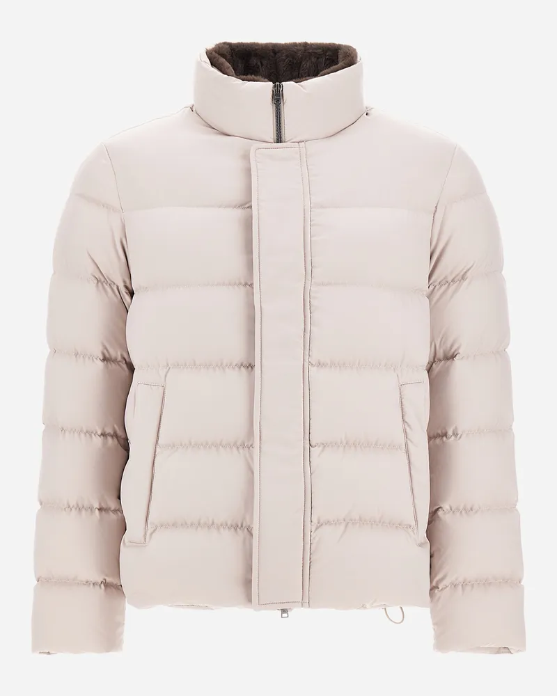 Herno Bomberjacke Aus Arendelle Und Faux Fur - Mann Bomber Perlgrau Perlgrau