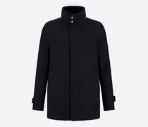 Kurzmantel Aus Reinem Kaschmir Und Suede Effect - Mann Mäntel & Trenchcoats Dunkelblau