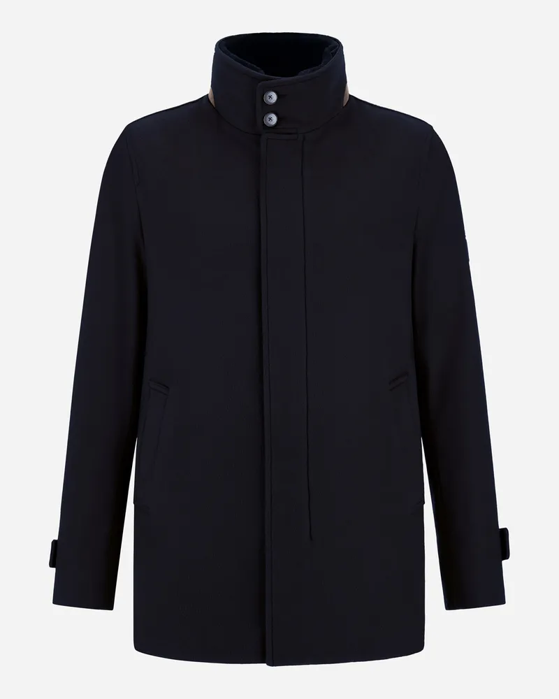 Herno Kurzmantel Aus Reinem Kaschmir Und Suede Effect - Mann Mäntel & Trenchcoats Dunkelblau Dunkelblau