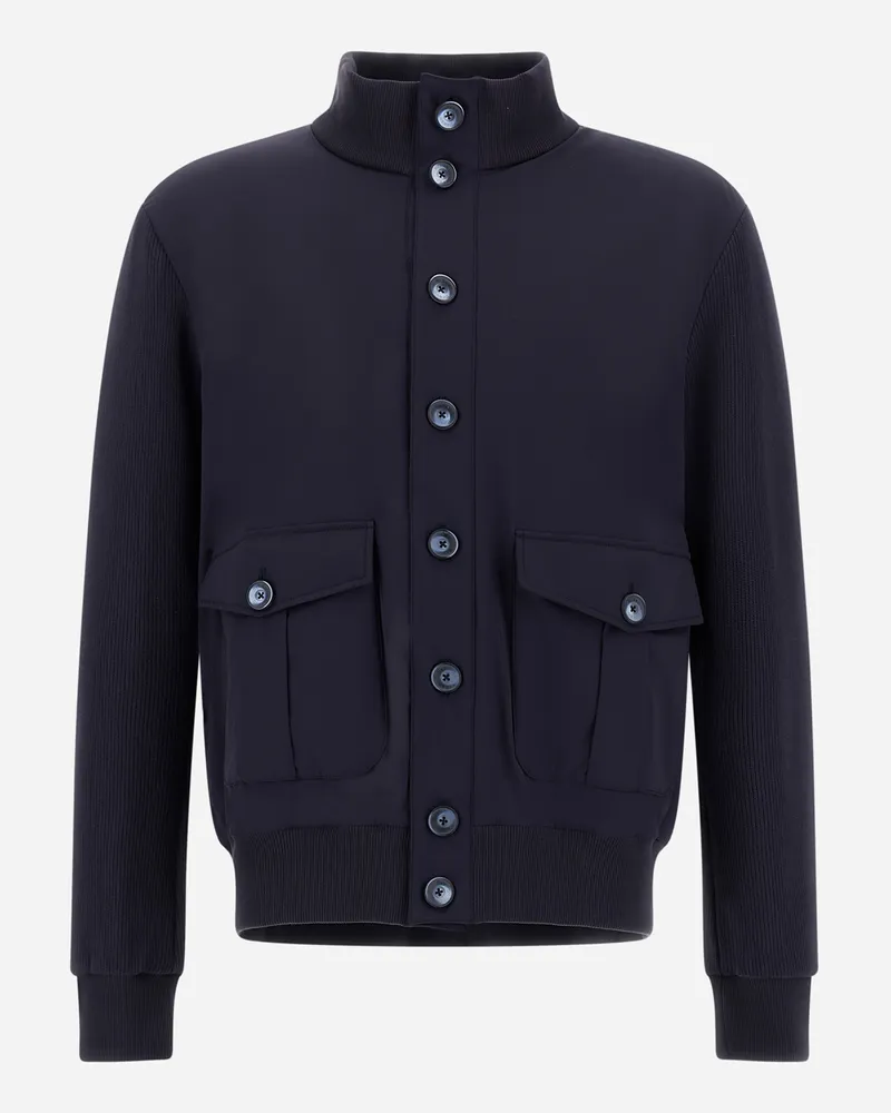 Herno Jacke Resort Aus Interlock-baumwolle Und Travel Nylon Ponente - Mann Pullover & Strickjacken Marineblau Marineblau