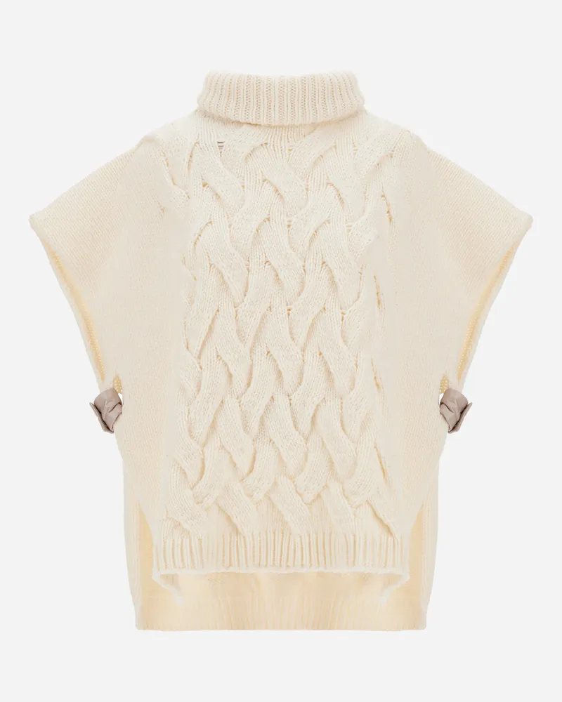 Herno Rollkragenpullover Resort In Strick Aus Einer Wollmischung Mit Zopfmuster, Rippenmuster Und Ecoage - Frau Pullover & Strickjacken Milchweiß Milchweiß