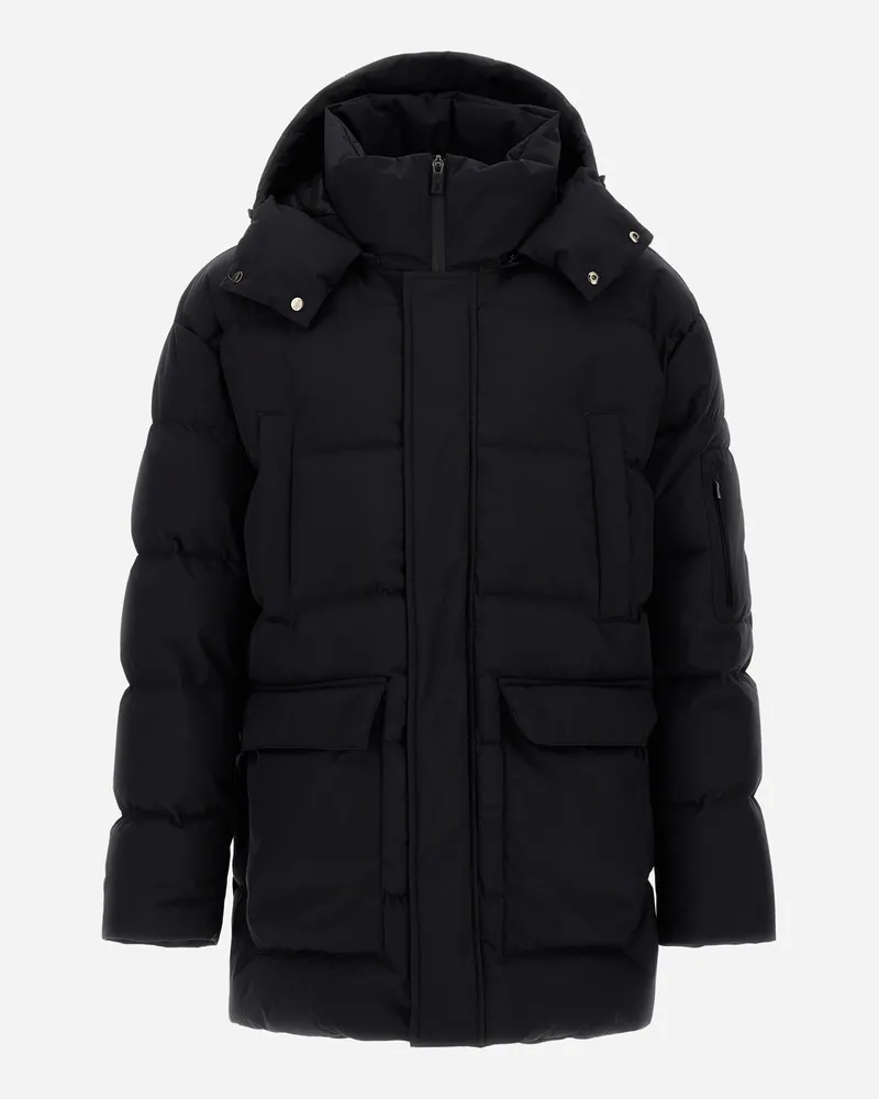 Herno Langer Parka Aus 2 Layers Windstopper - Mann Parka & Jacken Schwarz Schwarz