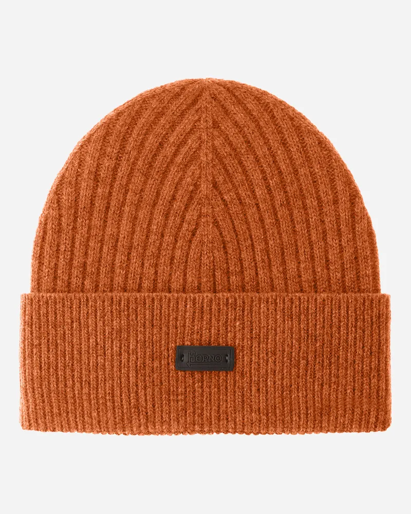 Herno Beanie Aus Wolle Im Rippstrick - Mann Hüte Kupfer Kupfer