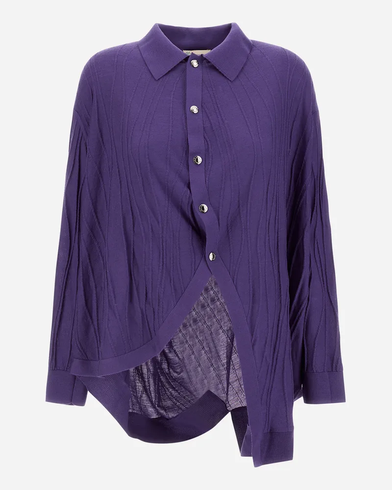 Herno Shirt Globe Aus Pure Wool Violett