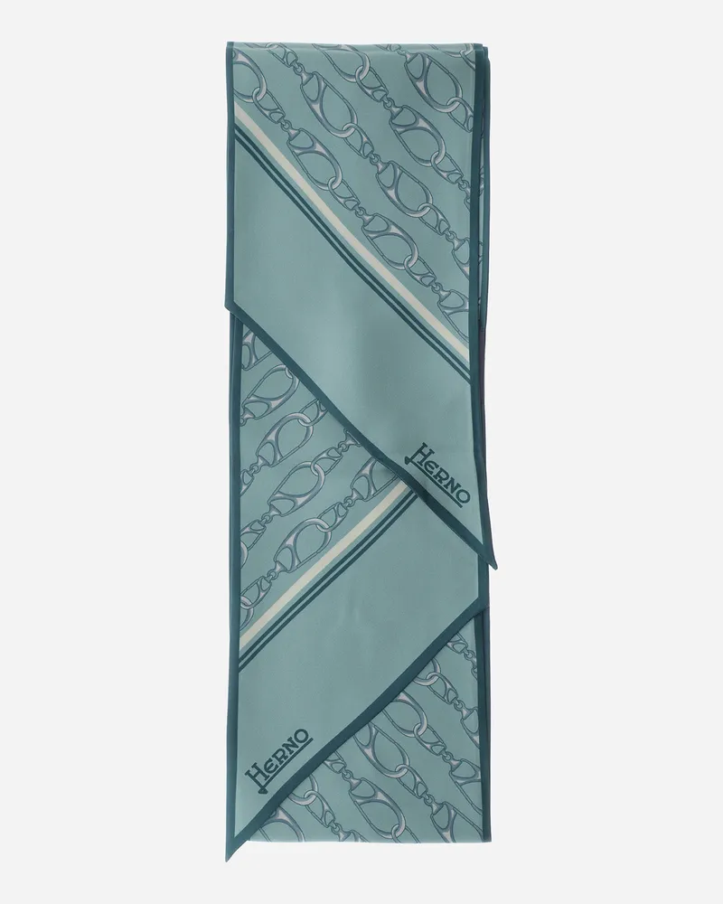 Herno Tuch Aus Iconic Print Silk Hellblau