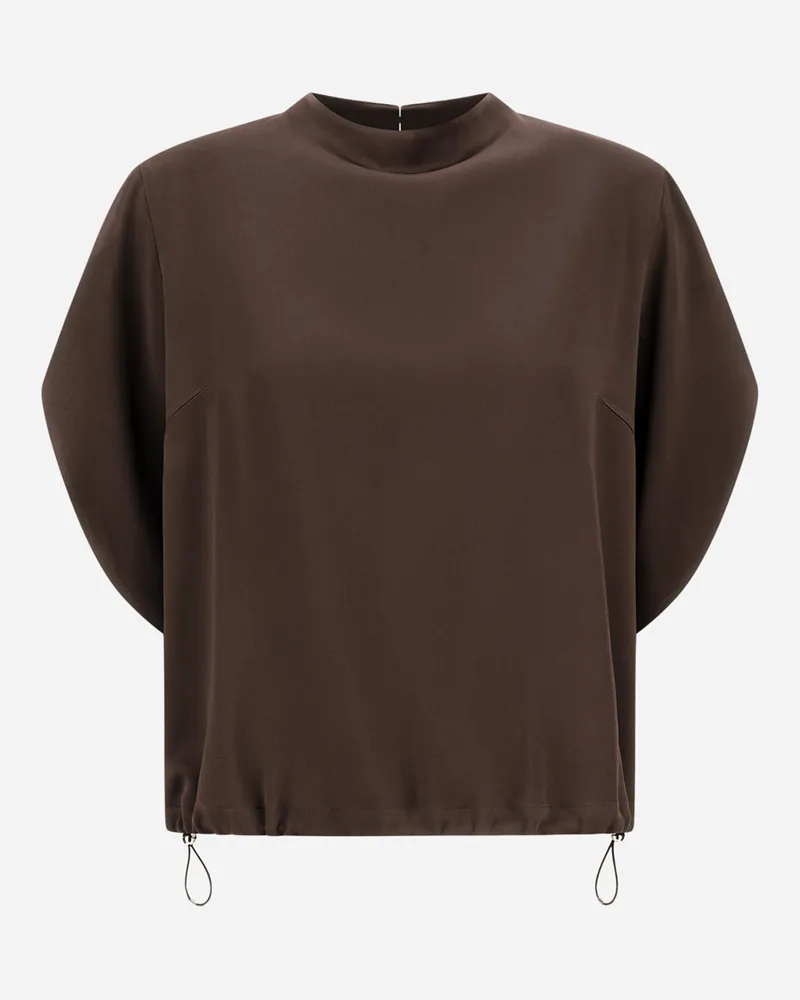Herno Top Resort Aus Satin - Frau T-shirts Und Tops Dunkle Schokolade Dunkle