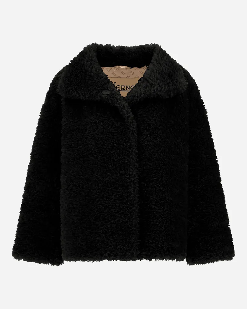 Herno Kurze Jacke Mit Der Haptik Von Gelocktem Fell - Frau Mäntel & Trenchcoats Schwarz Schwarz