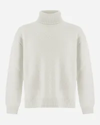 Herno Rollkragenpullover Aus Infinity Herringbone Wool Cremefarben