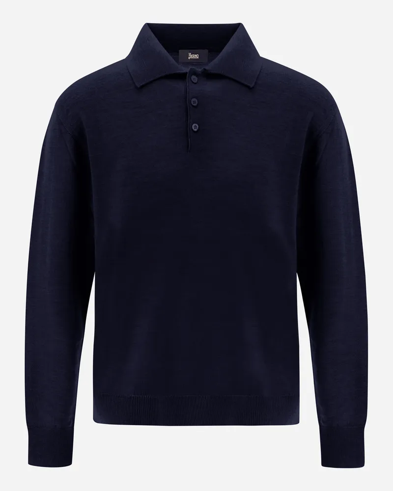 Herno Poloshirt Aus Silky Wool Dunkelblau