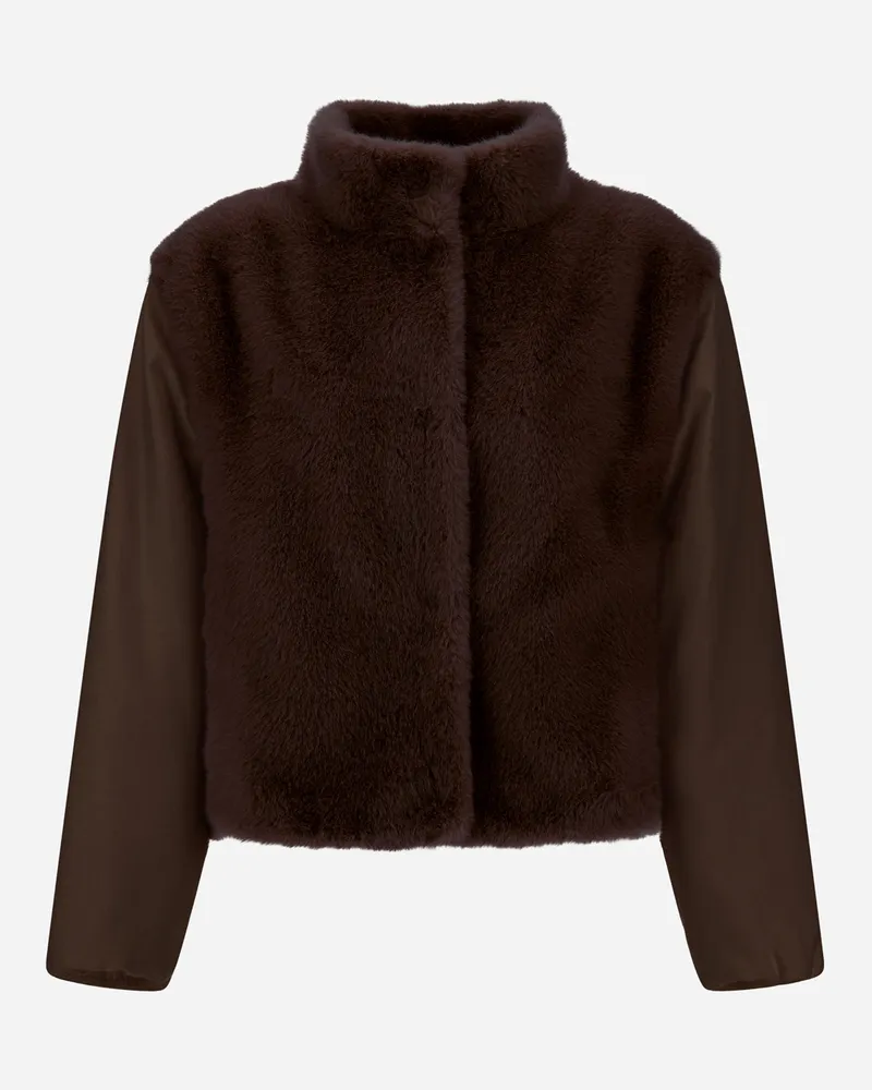 Herno Jacke Resort Aus Kunstpelz In Biberoptik Und Aus Kaschmir Und Seide - Frau Mäntel & Trenchcoats Dunkle Schokolade Dunkle