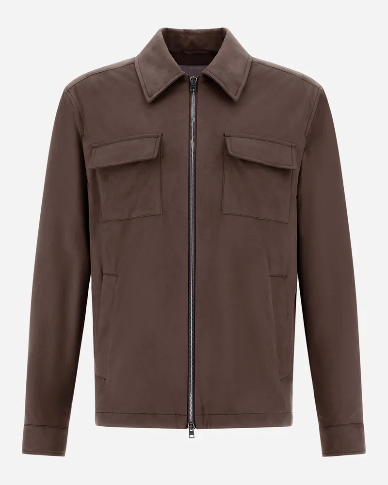 Herno Overshirt Resort Aus Mikrofaser Mit Veloursledereffekt - Mann Hemden Dunkelbraun Dunkelbraun