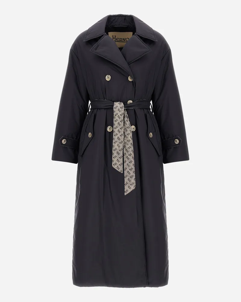 Herno Trenchcoat Aus Ecoage Und Monogram Lurex Marineblau