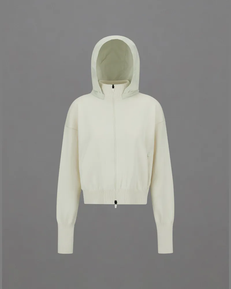 Herno Cardigan Laminar Aus Cony Knit Und 2l Goretex Cremefarben
