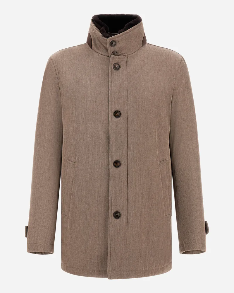 Herno Kurzmantel Aus Hochwertiger Wolle - Mann Mäntel & Trenchcoats Helltaupe Helltaupe