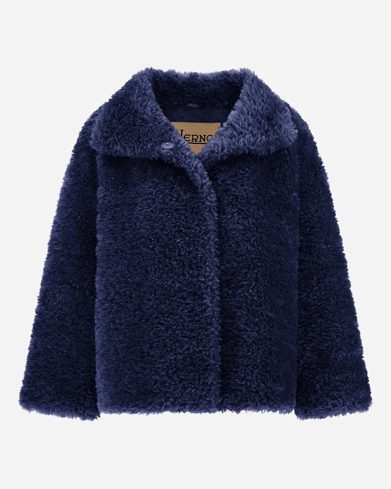Herno Kurze Jacke Mit Der Haptik Von Gelocktem Fell - Frau Mäntel & Trenchcoats Königsblau Königsblau