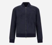 Bomberjacke Aus Shearling-imitat - Mann Mäntel & Trenchcoats Blau