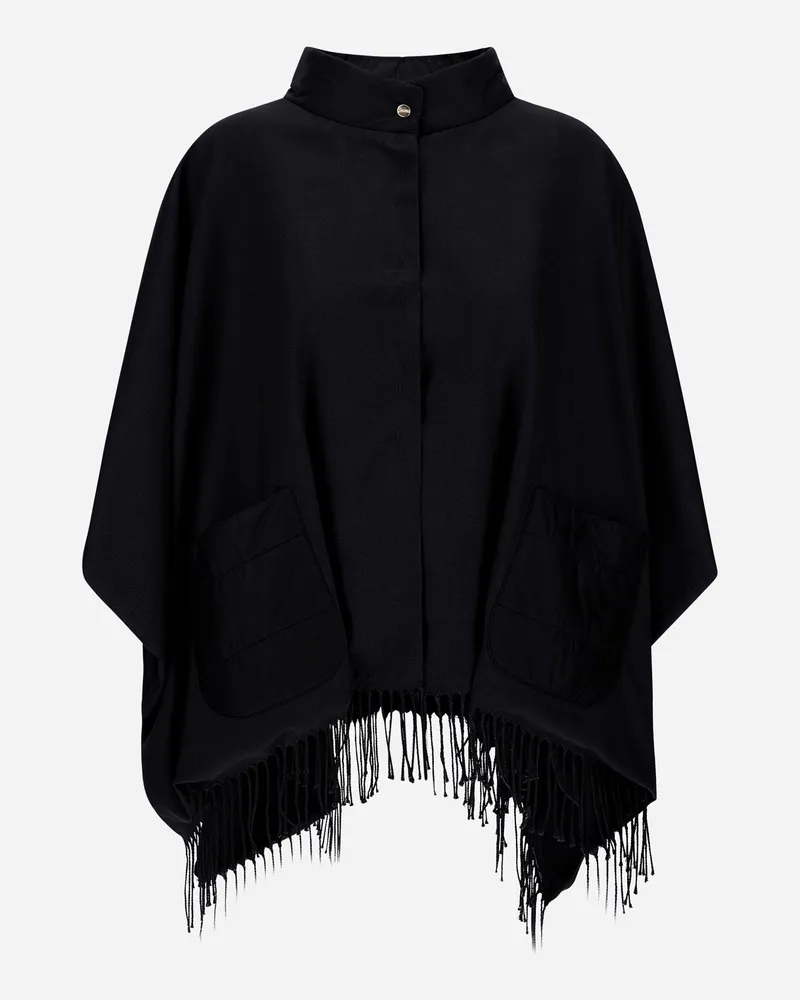 Herno Poncho Aus Summer Silk Und Nylon Ultralight Schwarz