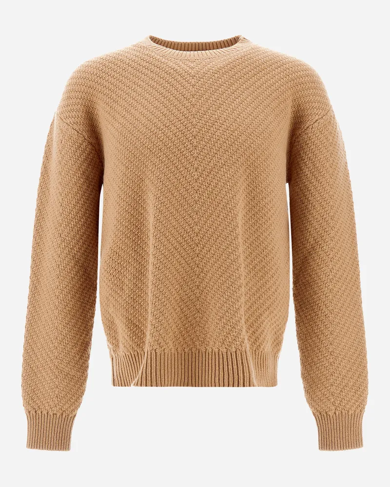 Herno Pullover Aus Infinity Herringbone Wool Camel