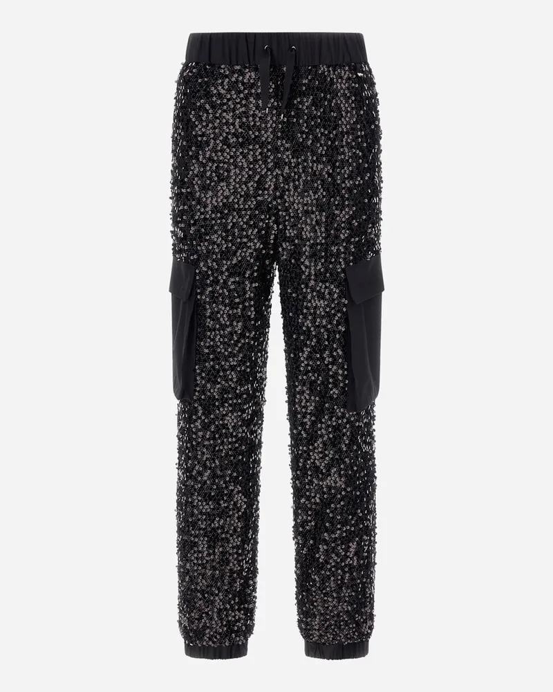 Herno Cargohose Aus Paillettes Mesh Und Structured Nylon Schwarz