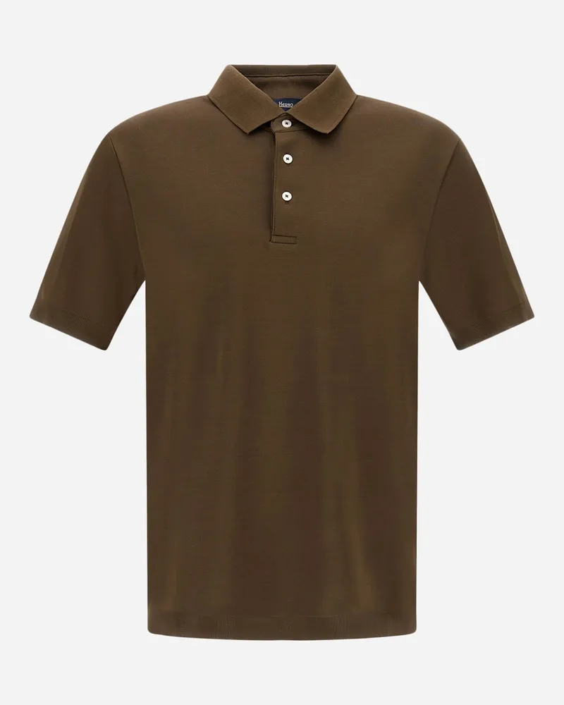 Herno Poloshirt Aus Jersey Knit Effect Military