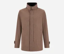 Kurzmantel Aus Reinem Kaschmir Und Suede Effect - Mann Mäntel & Trenchcoats Dunkeltaupe
