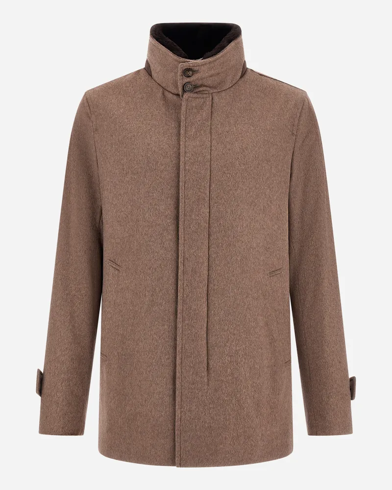 Herno Kurzmantel Aus Reinem Kaschmir Und Suede Effect - Mann Mäntel & Trenchcoats Dunkeltaupe Dunkeltaupe