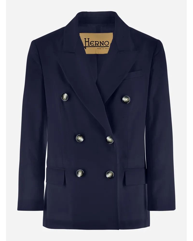 Herno Light Linen Blazer Marineblau