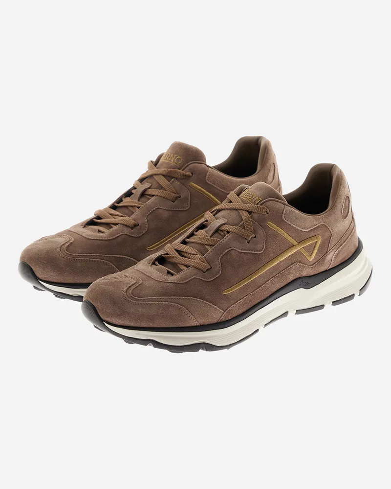 Herno Sneaker Herno Maggiore Aus Veloursleder - Mann Schuhe Taupe Taupe