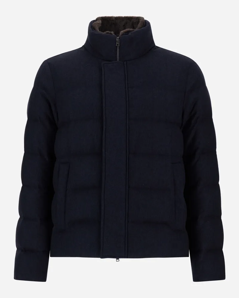 Herno Jacke Aus Kaschmir, Seide Und Monogram-gewebe - Mann Parka & Jacken Marineblau Marineblau