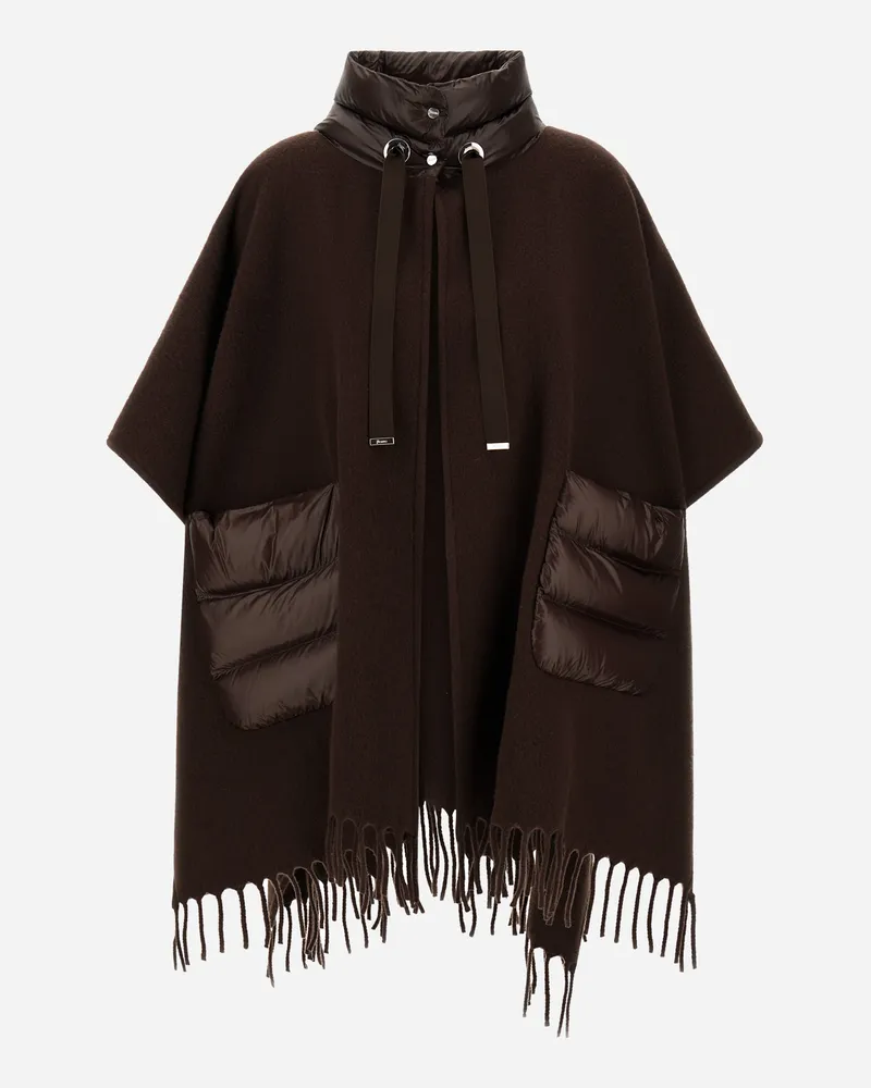Herno Poncho Resort Aus Doppelgewebe Aus Wolle, Kaschmir Und Nylon Ultralight - Frau A-shape Dunkle Schokolade Dunkle