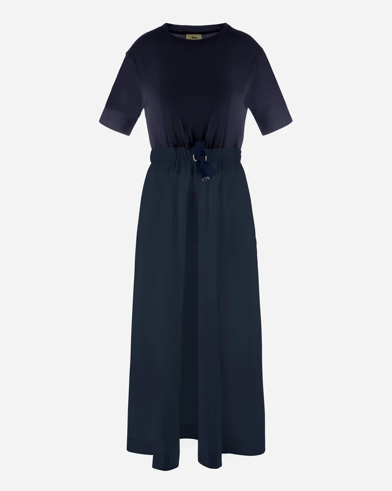 Herno Kleid Aus Glam Knit Effect Und Techno Taft Marineblau