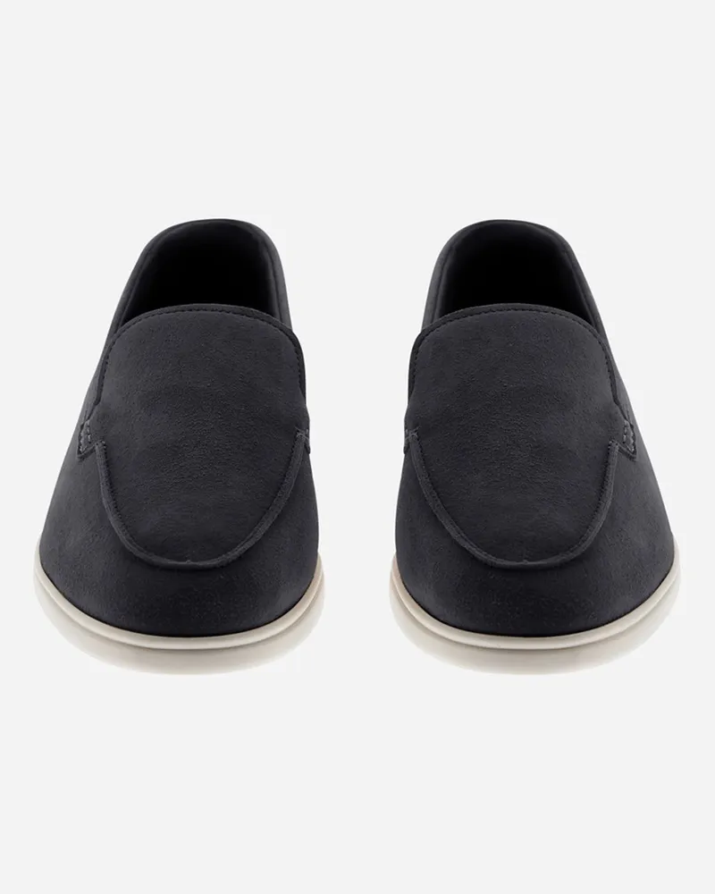 Herno Mokassins Aus Suede Und Monogram Marineblau