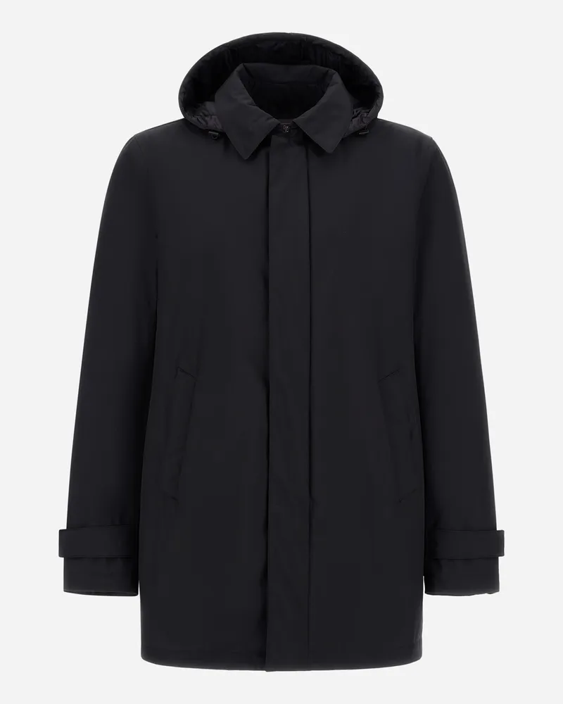 Herno Langer Parka Aus 2 Layers Windstopper - Mann Parka & Jacken Schwarz Schwarz