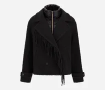 Caban Aus Teddy Mit Fransen Und Aus Nylon Ultralight - Frau Mäntel & Trenchcoats Eisen