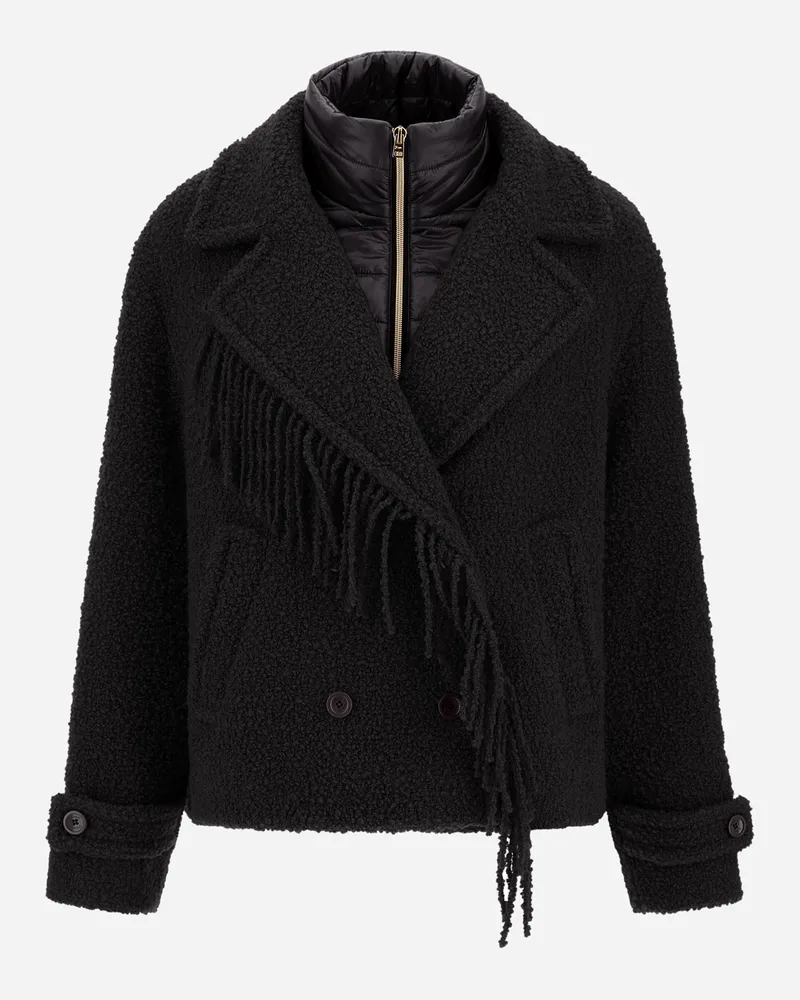 Herno Caban Aus Teddy Mit Fransen Und Aus Nylon Ultralight - Frau Mäntel & Trenchcoats Eisen Eisen