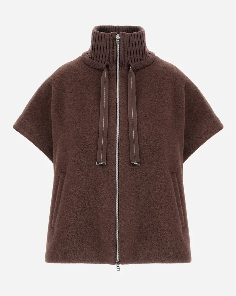 Herno Jacke Resort Aus Biberstoff Aus Einer Alpaka-woll-mischung - Frau A-shape Dunkle Schokolade Dunkle