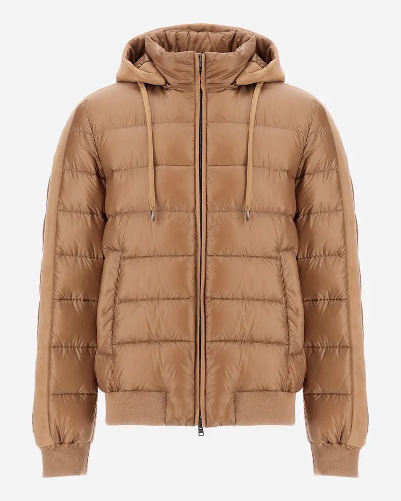 Herno Bomberjacke Resort Aus Nylon Ultralight Und Mikrofaser Mit Veloursledereffekt - Mann Bomber Camel Camel