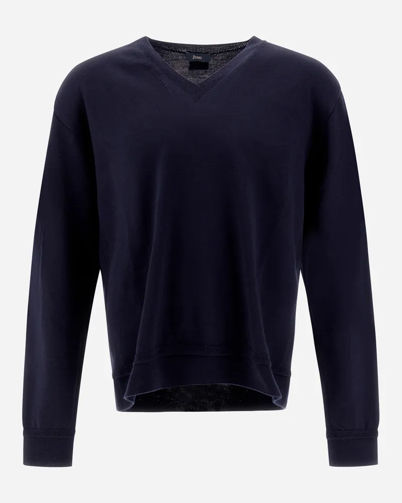 Herno Pullover Aus Endless Wool Dunkelblau