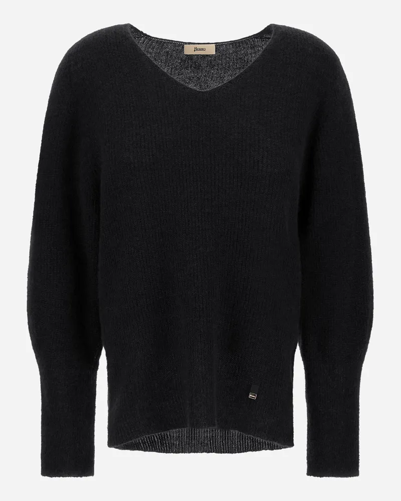 Herno Pullover Aus Alpaka Und Wolle Im Glattstrick - Frau Pullover & Strickjacken Schwarz Schwarz