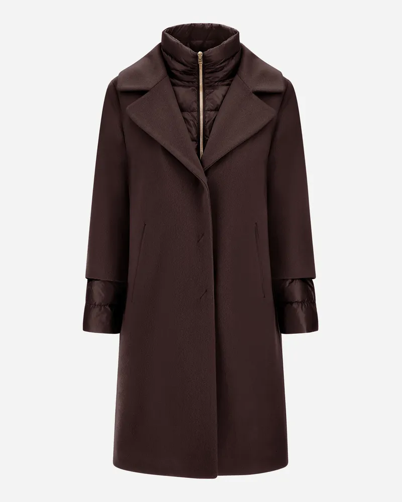 Herno Mantel Aus Wolle In Zobelfell-optik Und Aus Nylon Ultralight - Frau Mäntel & Trenchcoats Dunkelbraun Dunkelbraun