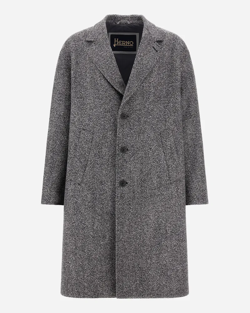 Herno Mantel Aus Doppelgewebe Aus Herringbone-wolle - Mann Mäntel & Trenchcoats Anthrazit Anthrazit