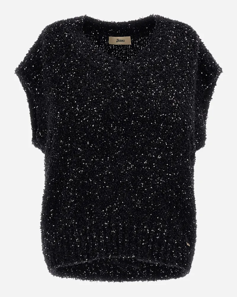 Herno Weste Aus New Plain Paillettes Schwarz