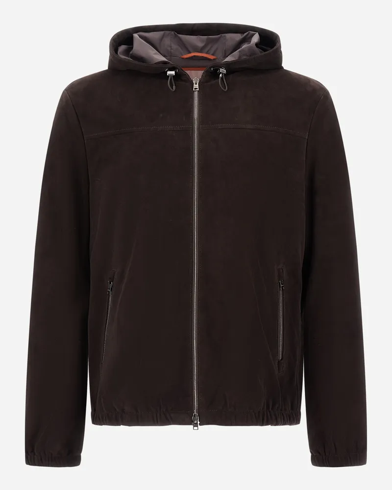 Herno Jacke Resort Aus Veloursleder Mit Samteffekt - Mann Parka & Jacken Dunkelbraun Dunkelbraun