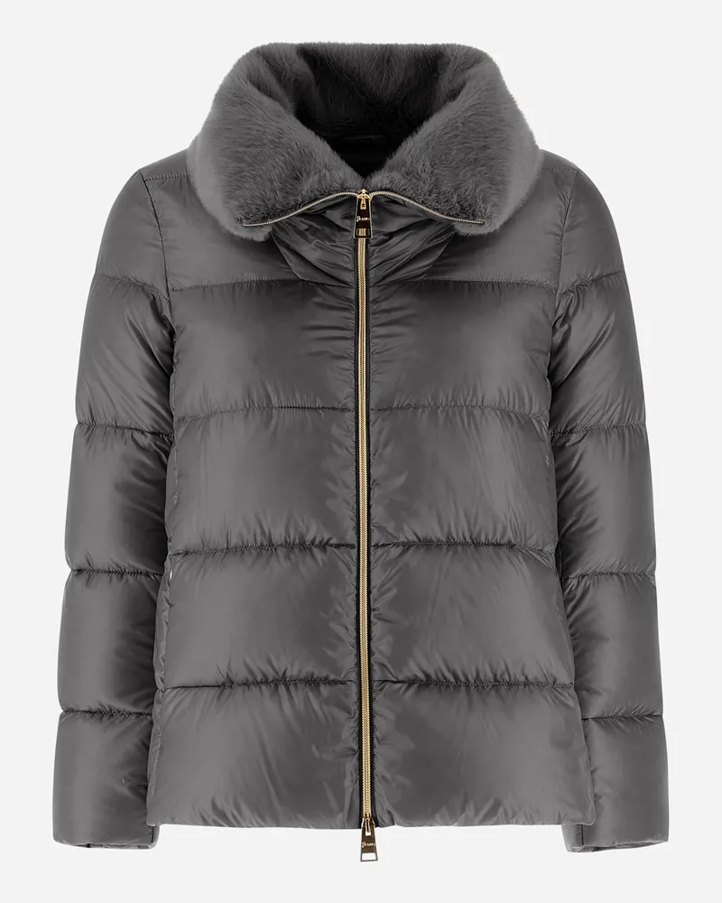 Herno Bomberjacke Aus Nylon Ultralight Und New Lady Faux Fur Grau